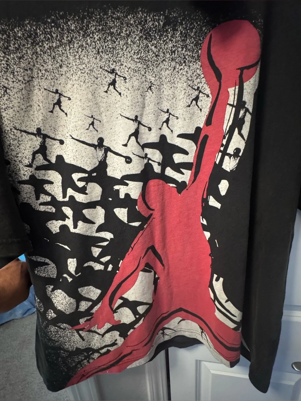 Jordan Black Tee with Pink Basketball Silhouette